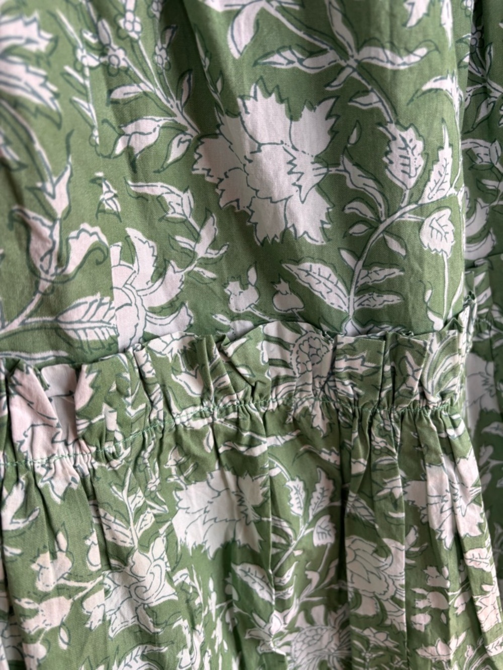 EDDY Olivia Midi Dress Green Ivory Floral Puff Sleeve Bow Back NWT Size S - Picture 11 of 15